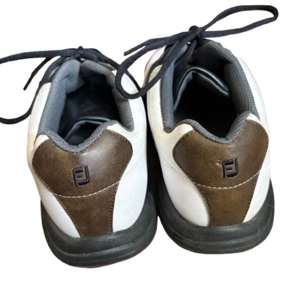 FootJoy FlexZone White Brown Black Leather Golf Shoes‎ Cleats Men’s Size 8.5M main image 6